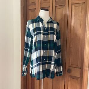 H&M Green & Blue Plaid Buttondown, Size 8